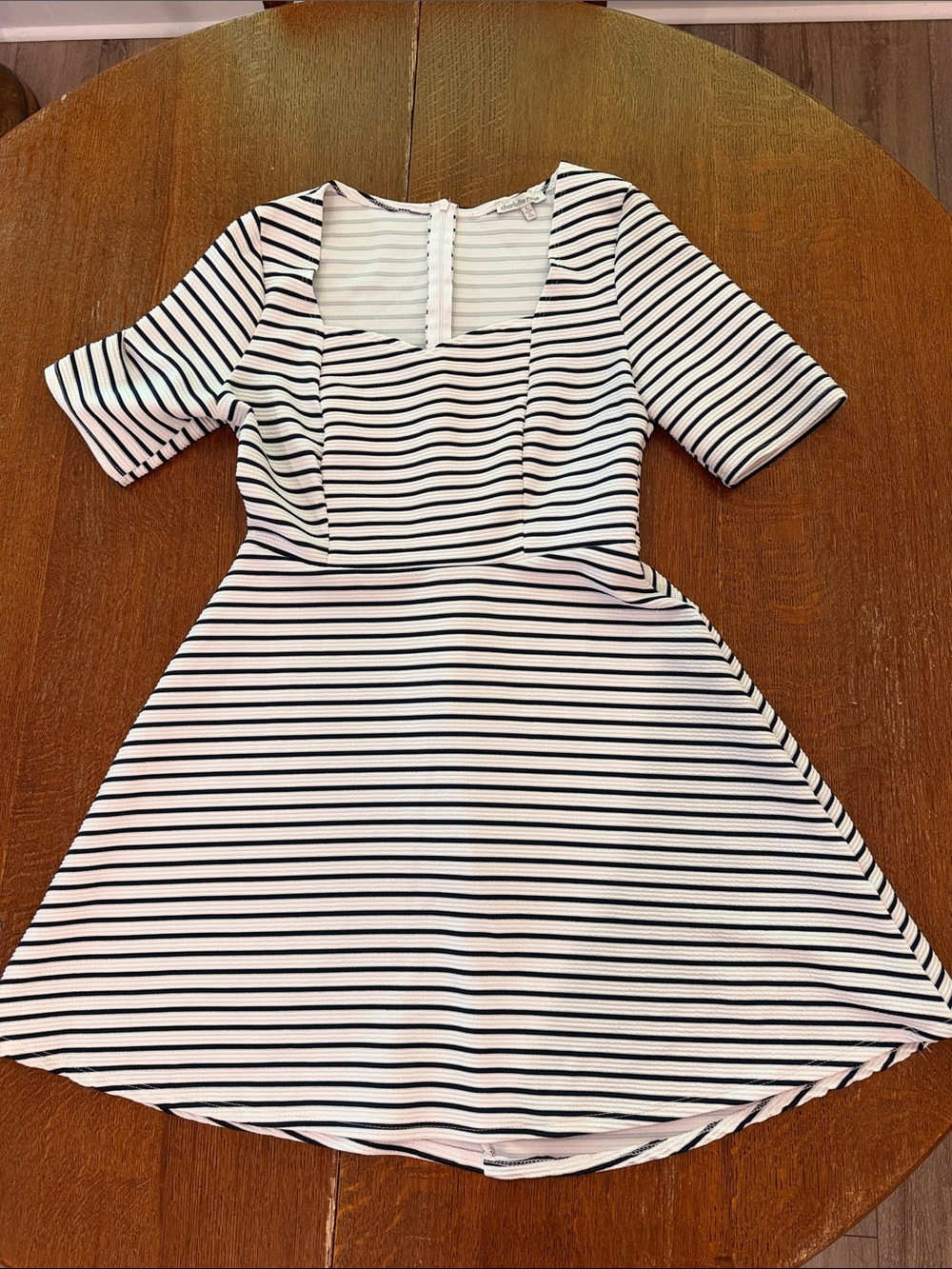 Charlotte Russe White and Dark Navy Striped Dress